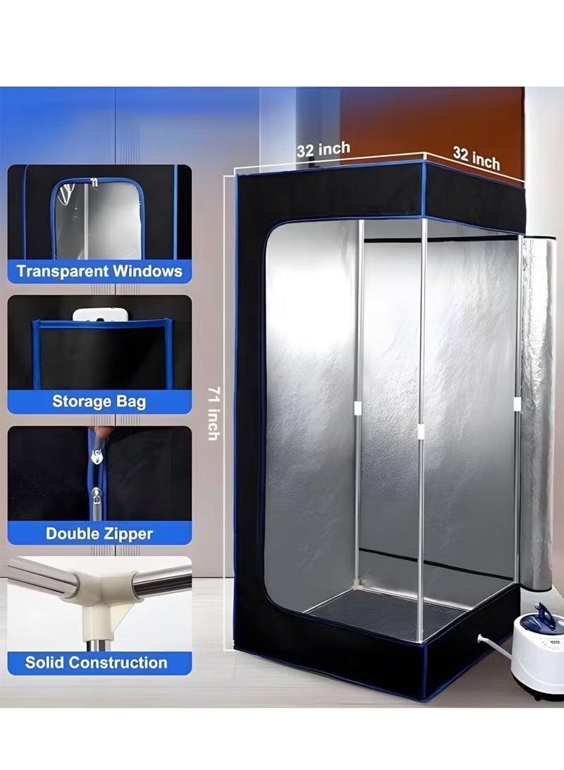 WALALLA Sauna, Sauna Tent, Portable Sauna, Home Sauna with 3.0L 1000W Steam Generator, Remote Control, Folding Chair, 9 Levels, Home Sauna Tent for Gym, Yoga, Pilates, Hot Tu, Spa, 80cm x80cm x 180cm - Image 5
